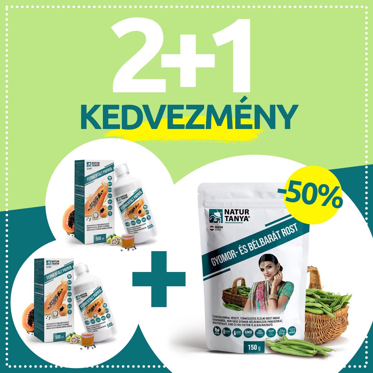 Natur Tanya® - 2 db fermentált Papaya koncentrátum és Vegán Gyomorbarát Rost - Akciós Natur Tanya® - 2 db fermentált Papaya koncentrátum és Vegán Gyomorbarát Rost - Akciós