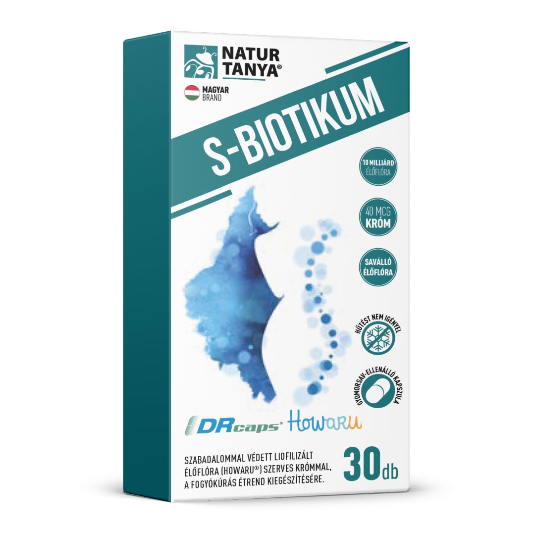 Natur Tanya® S-BIOTIKUM – HOWARU® liofilizált élőflórát, valamint szerves krómot tartalmazó étrend-kiegészítő, gyomorsav-ellenálló kapszulában Natur Tanya® S-BIOTIKUM – HOWARU® liofilizált élőflórát, valamint szerves krómot tartalmazó étrend-kiegészítő, gyomorsav-ellenálló kapszulában