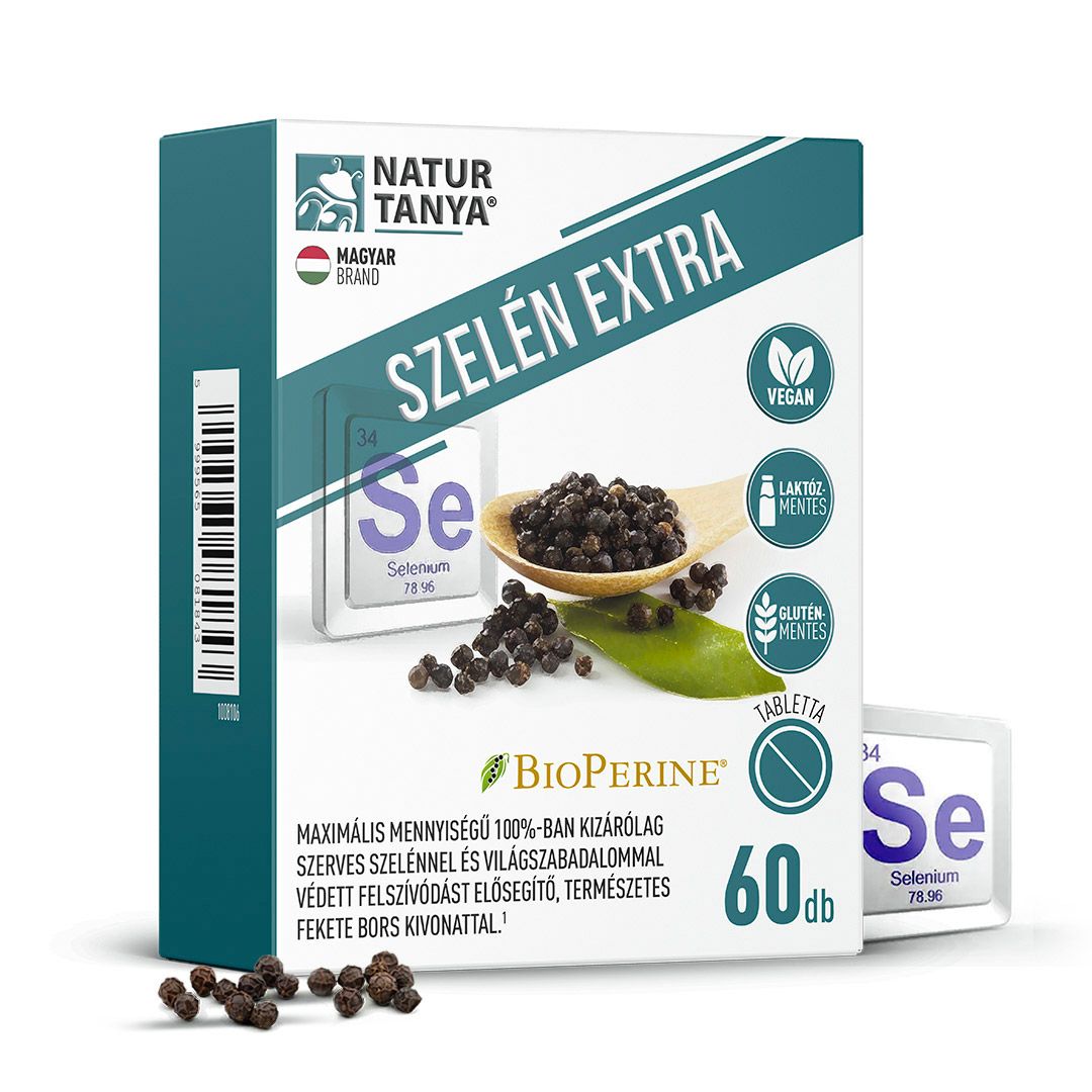 Natur Tanya® SZELÉN EXTRA - 100% szerves szelén és világszabadalommal védett biohasznosulást fokozó, természetes fekete bors kivonat Natur Tanya® SZELÉN EXTRA - 100% szerves szelén és világszabadalommal védett biohasznosulást fokozó, természetes fekete bors kivonat