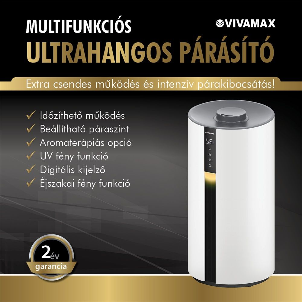 Multifunkciós ultrahangos párásító VIVAMAX Multifunkciós ultrahangos párásító VIVAMAX